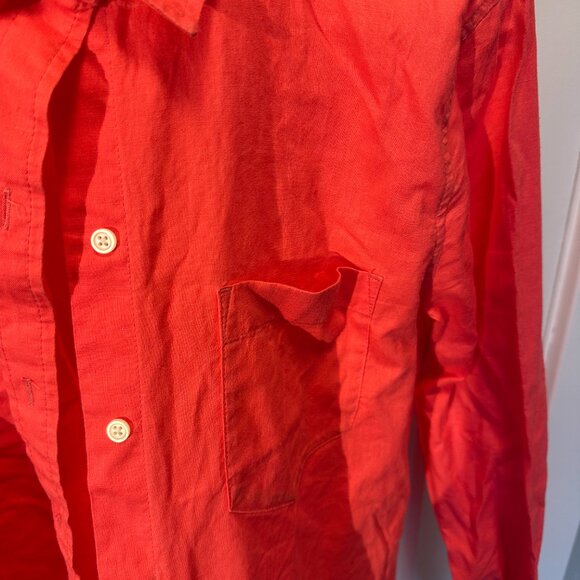 GAP Linen-Blend Easy Shirt Small Coral Pink Button Down - Picture 4 of 6